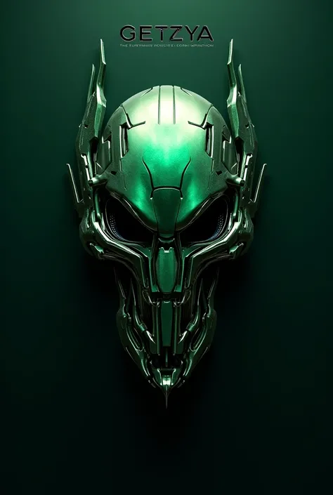 Green metal android skull logo with "Getzya" written in capitals above