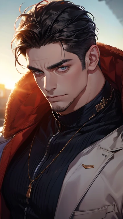 (    best quality,4K,8k,    highres,    masterpiece :1.2),    ultra-detailed    ,(realistic,photorealistic,photo-realistic:1.37),36-year-old man,3 day beard,Beautiful anime,Portraits,strong,Masculine,     with black hair  ,sharp jaw,       mesmerizing eyes...