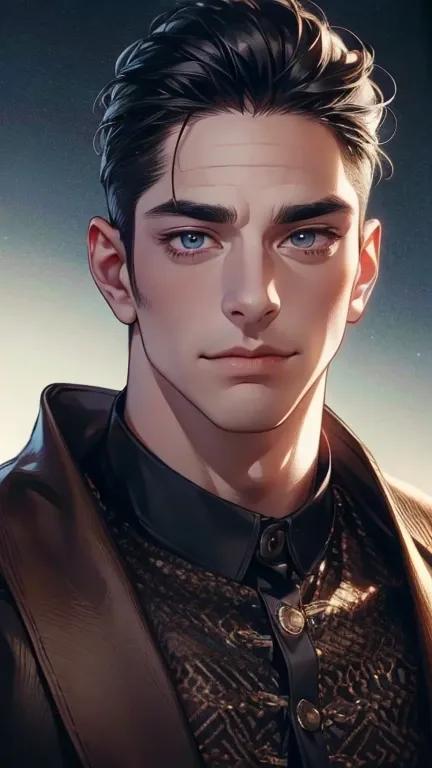 (   best quality,4K,8k,   highres,   masterpiece :1.2),   ultra-detailed   ,(realistic,photorealistic,photo-realistic:1.37),36-year-old man,3 day beard,Beautiful anime,Portraits,strong,Masculine,    with black hair  ,sharp jaw,     mesmerizing eyes     ,  ...