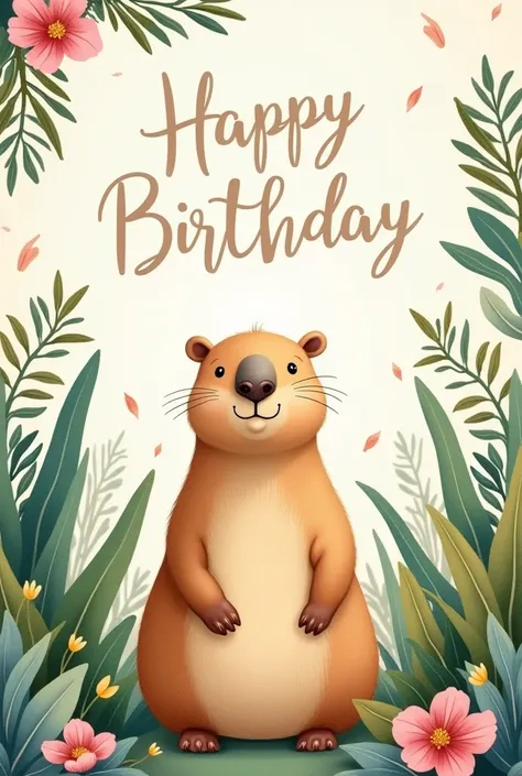 Capybara-themed birthday invitation