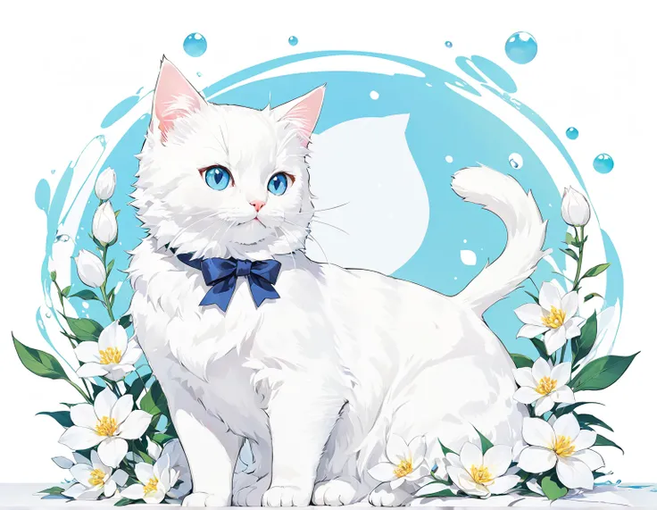  background is white　cat　catの色は茶色と白