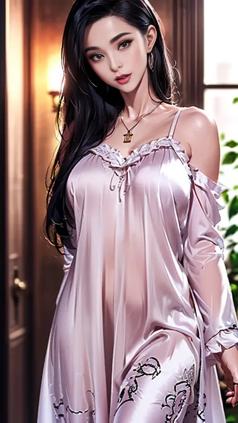 (best quality:2.0),(extremely detailed:2.0),(highly detailed:2.0),(satin nightgown:1.5),
(sliding fabric tension:1.3),
(dragon pendant metal:1.2),
(window light gradient:1.15),
(sheet cotton weave:1.1),
(hair static electricity:1.05),
(diagonal dynamic:1.2...