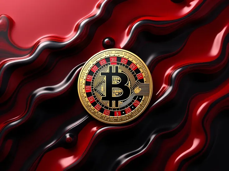 wallpaper with the name JC MDM and casino symbols sportsbook and 5 bitcoin coins with a full background of marbled liquid ink of the color black and red almost uniform and a small bitcoin coin shaped like a roulette 