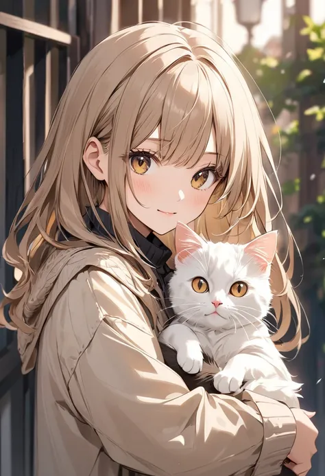 cute woman holding a cat