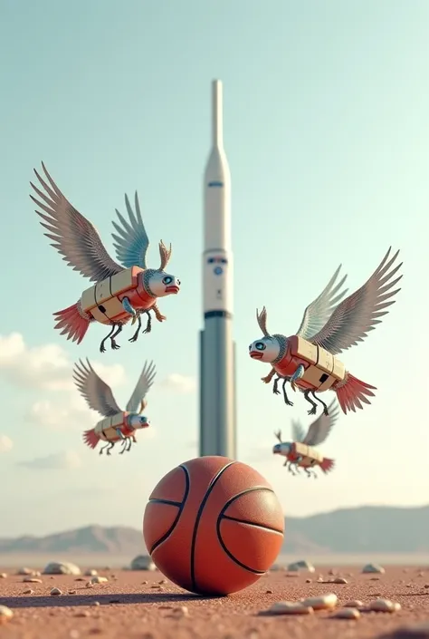 Dominoes with wings , basketball with handle , NASA rocket