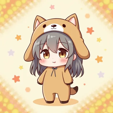  woman wearing a dog costume wearing a dog hat, nyaruko-san, nice!!  chibi!!!   Neferpitot, nice  chibi,  Maple Story , 、 chibi,  chibi أنيمي,   what style is Nendoroid , senko-sa  , kawaii  chibi,  minimalist、 chibiキャラ、 mini characters、大きな南瓜🎃の中に入って座ってる姿、G...