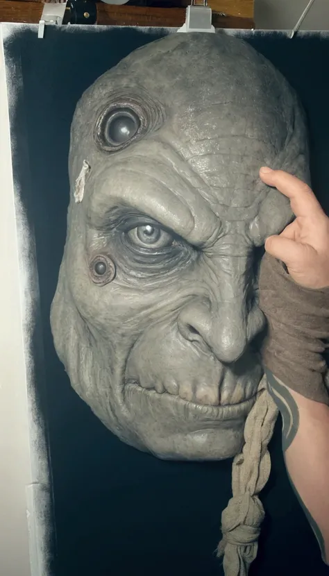 Finish the monster's face in more detail