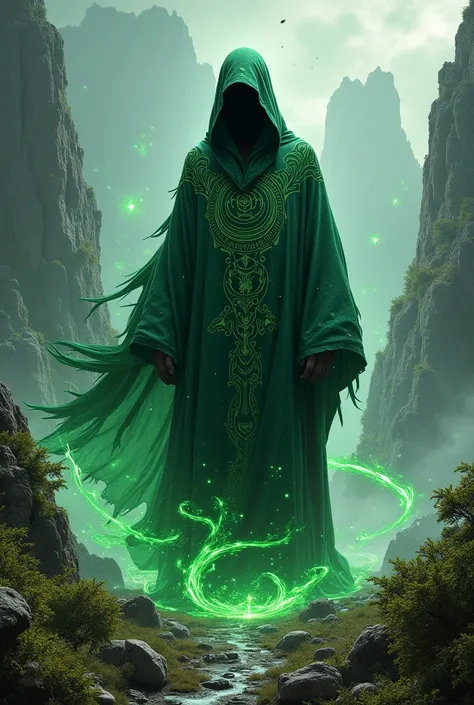 Sorcerer in green robe using earth magic