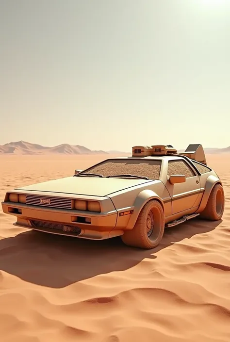 DeLorean made of sandstone 
