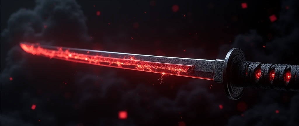 Black hi-tech katana with red energy pattern