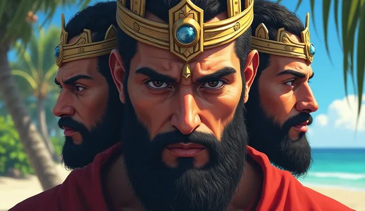 Create 4 faces of the king of the archipelago in 1 frame