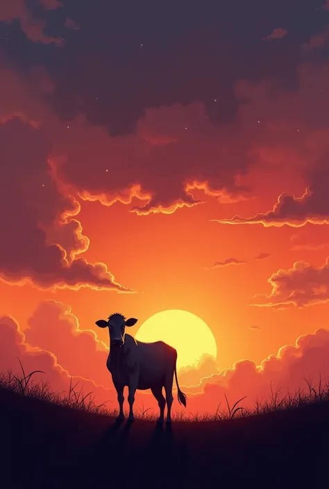 Just as the sun dipped below the horizon, the cow stopped