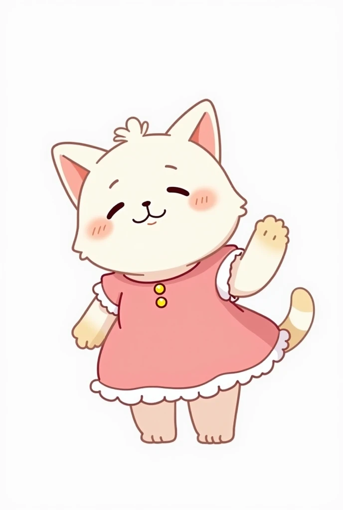 there is a drawing of a cat in a dress on a white background, white cat in a pink dress, loli in dress, attractive cat girl, anime cat, very beautiful cute catgirl, absurdist wiggly blob in a dress, cute anime catgirl, kawaii cat, catgirl, anime catgirl, a...