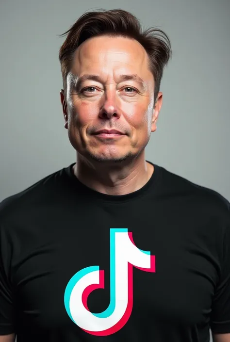 elon musk wearing a shirt with tiktok logo