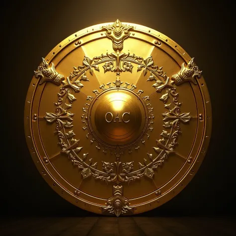 Gold war shield with writing on the shield  "OAC"