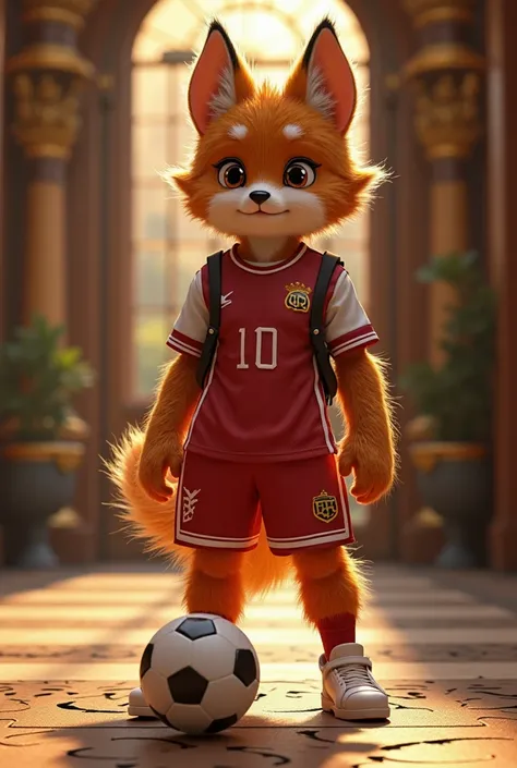 imagine prompt:Soccer fanatic ,  ornate ,  Arts and Crafts Movement, furry, body photo,  3D rendering ,  detailed,  Create a girl 16 , strong colors, Gurokawa,  Museum lighting, UHD --ar 16 :9