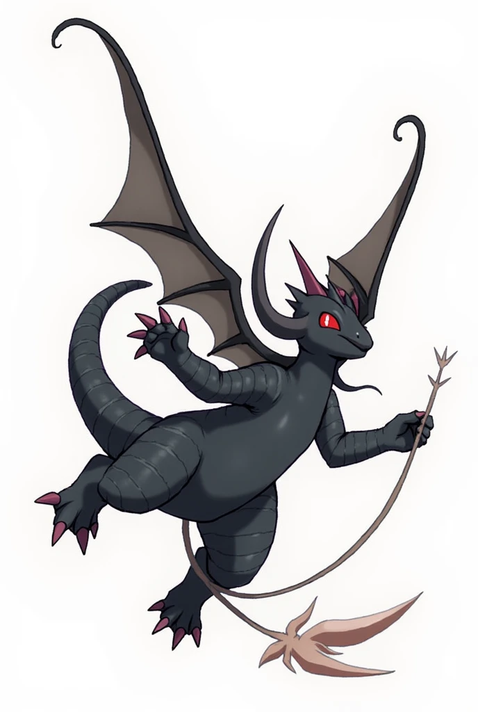  Size and Weight :

- Size: 2,5 meters
- Dragon-like weight : 150 kg

Appearance :
 Kyrektus is a gigantic and intimidating Pokémon ,  with a black, scaly body ,  .  It has bright red eyes and a crest of thorns on its head .  Its wings are enormous and hav...