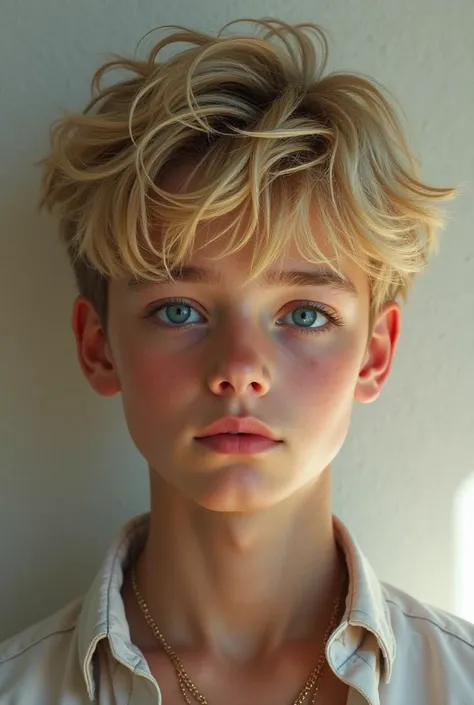 Very handsome blond boy with blue eyes, , hyper-realistic 