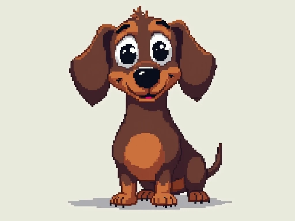 pixelated funny big dachshund eyes 16 bit standing side view 