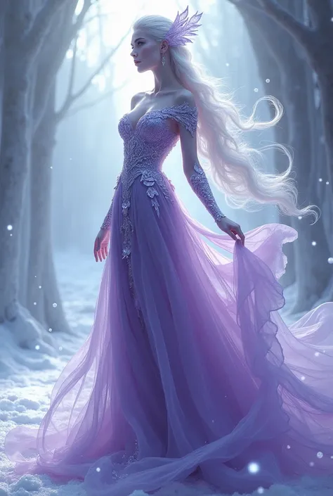 Violet and ice dress dragon inspired female character