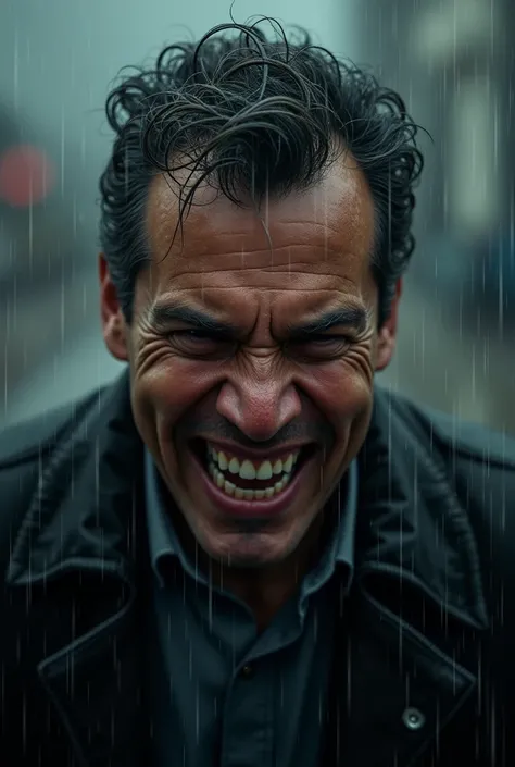 A Picture of Pedro Sánchez laughing malitiously in the rain 