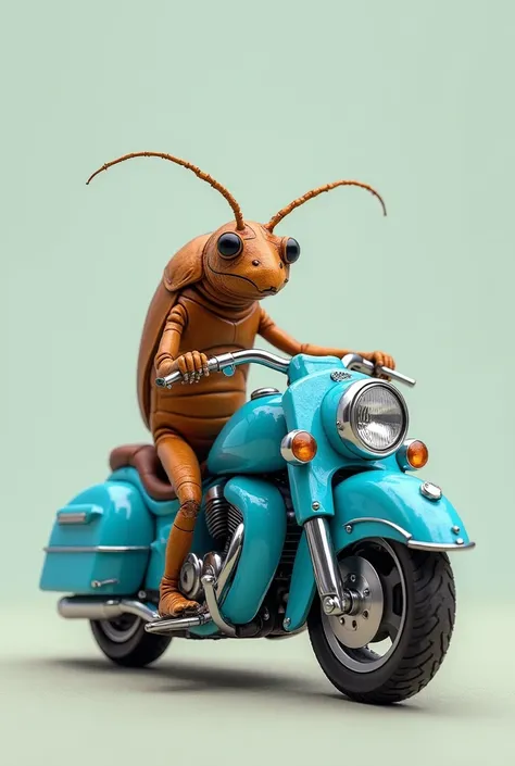 A weevil with a blue motorcycle