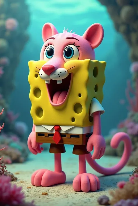 Do SpongeBob with a pink panther's head