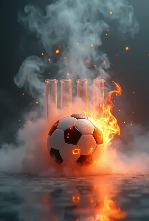 Smoking test tubes and a flaming soccer ball 