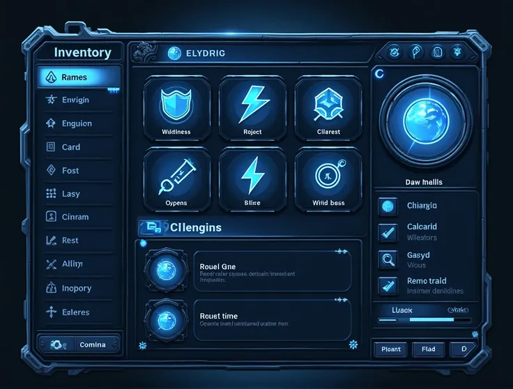 inventory UI for Mu Online,metalic azul, hd.