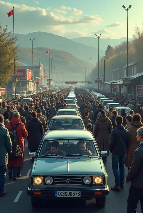 There are many lines at Turkey Bulgaria customs and we are waiting inside the car 