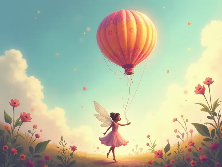 A balloon is blown by a fairy.