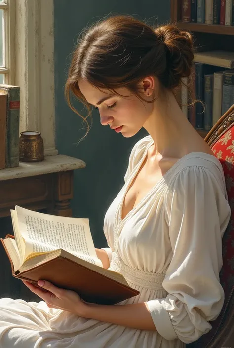 Create me a drawing of a woman reading