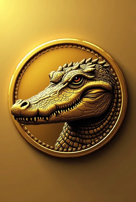 I would like to create a logo that would be a cryptocurrency meme coin, I would like the gold coin with the face of an alligator inside