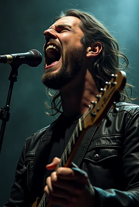 A metalhead screaming his pain into the microphone