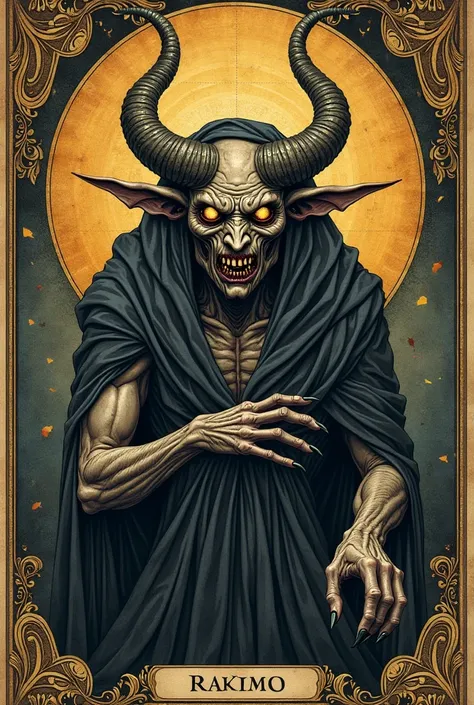 medieval illustration style tarot demon