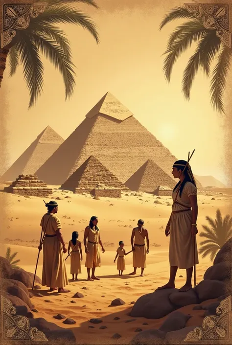 poster of ancient egyptian civilization from the pre-dynastic period on the background of the egyptian pyramids for sale in the market brown color vintage sand