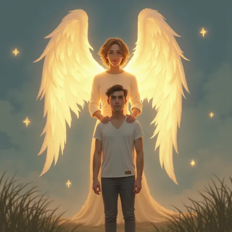 Angel behind a man