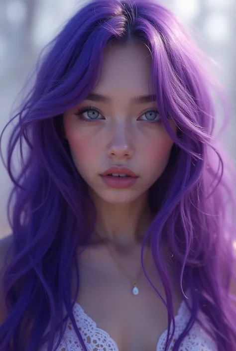 With purple hair 