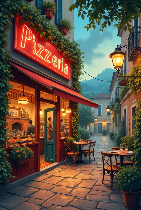 Simple pizzeria mural for small wall in Resturant 
