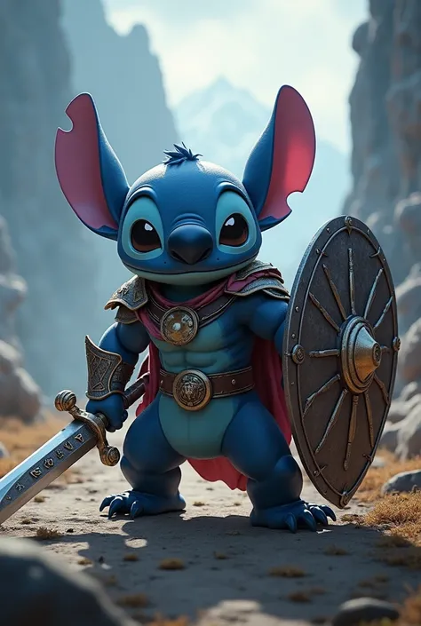 Stitch with sword and shield