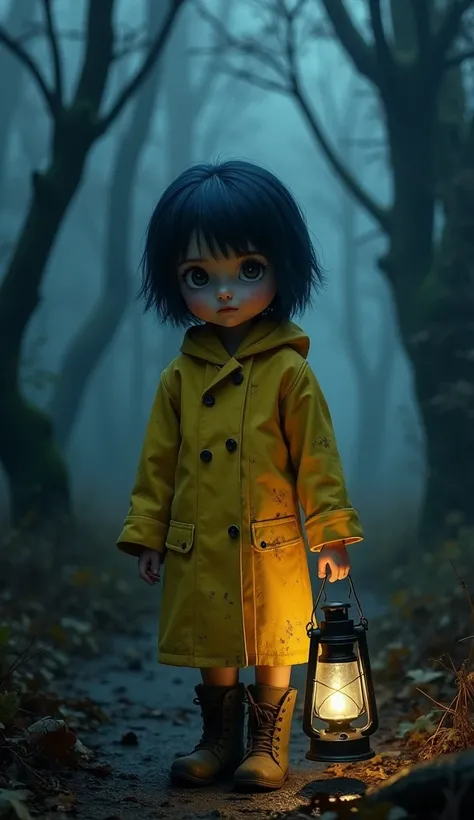  dvd screengrab, from 1982 dark fantasy film, "excalibur" - Coraline Jones
"A young girl with short, dark blue hair and a determined gaze. She wears a yellow raincoat with faint scratches and dirt stains, paired with muddy boots. Her small figure is illumi...