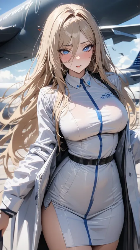  masterpiece , Modern, Verism,  masterpiece,  super detail ,  best quality, 4k ,(( adult face)), Women, Wearing a white coat ,Mature Women アメスク Rubia ojos azules 
Cabello azul,  American plane,  Long hair, Senos grandes,  blue eyes, Sexy Nurse
