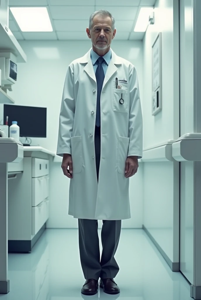 Doctor without the right half of his body 