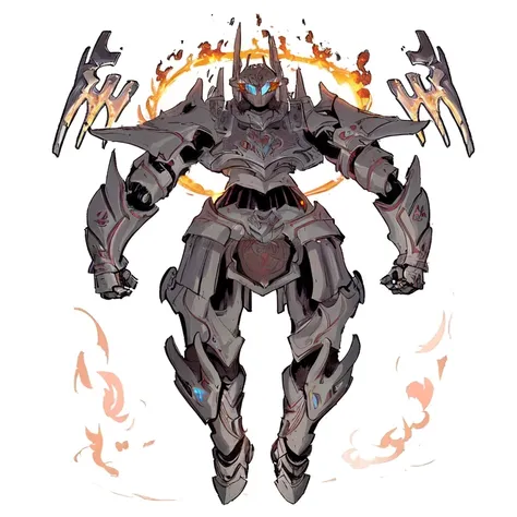 a close up of a robot with a fireball in its hand, greek god in mecha style, intricate assasin mecha armor, humanoid form, full body concept, demon armor, black fire color reflected armor, cybernetic flame armor, intricate glowing mecha armor, draconic loo...