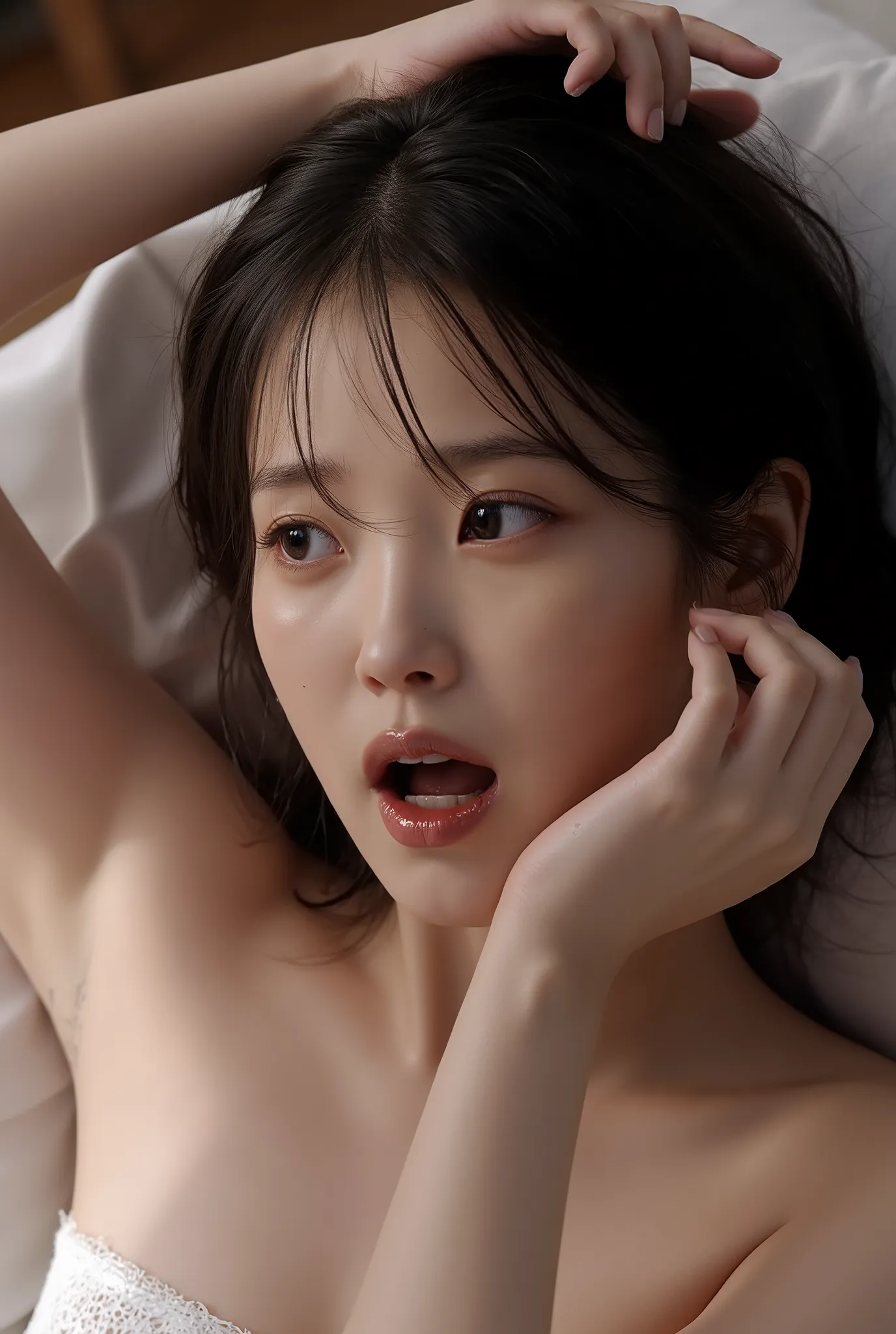 ((( real、live-action、reality、High image quality)))do,  best quality , ( High Definition CG Unity 8K Wallpaper ), (  best quality ), edge orgasm 、 face focus 、 woman with her mouth open and eyes closed 、Japanese women with an edge_face、40years old、 black ha...