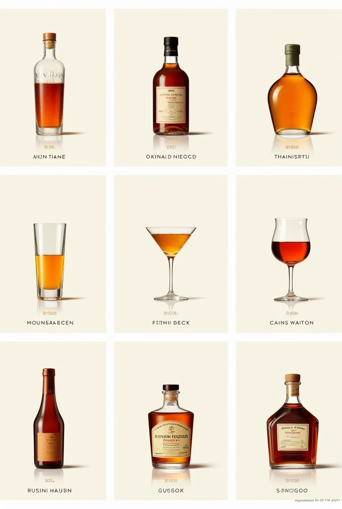 One by one pic of the alcoholic beverages with its name and time period.