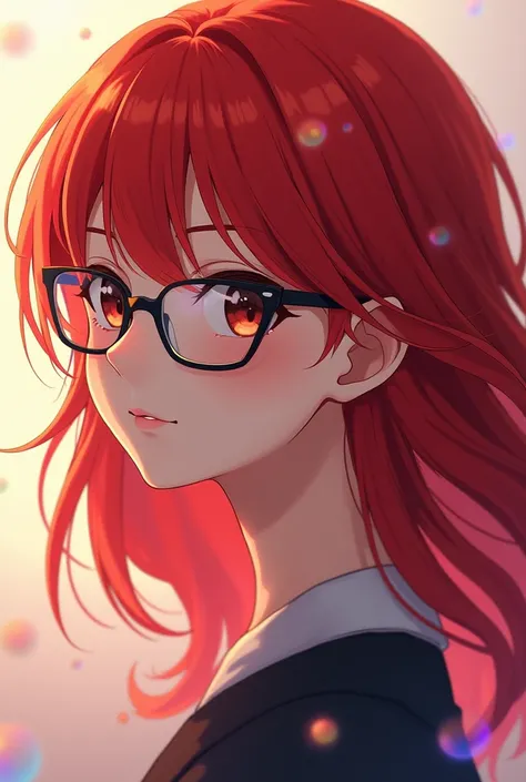 Anime girl with red hair and glasses