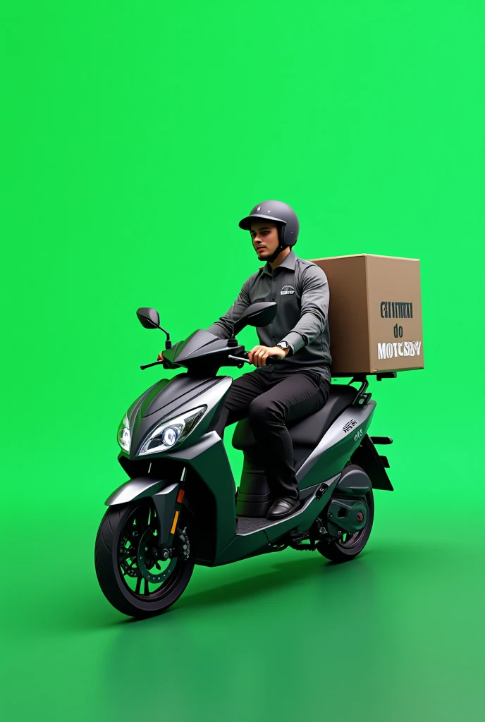  Create an image of a delivery person. That contains a name: CENTRAL DO MOTOBOY.  with green background and white letters .