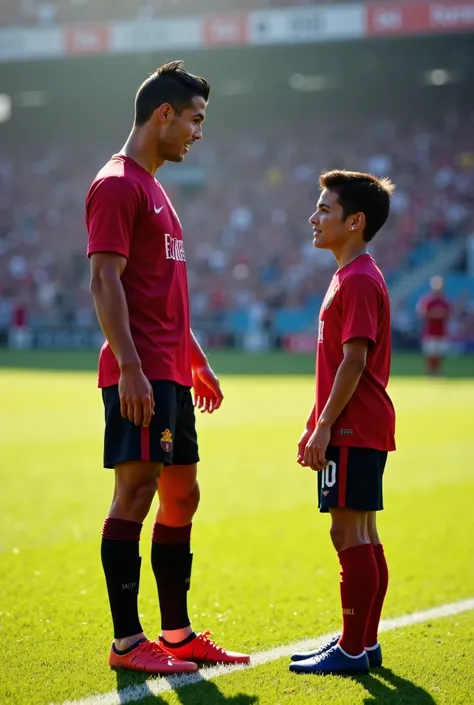 Cristiano Ronaldo saying that Davi Miguel Reis Figueredo is good at the ball and plays a lot of soccer has a future 