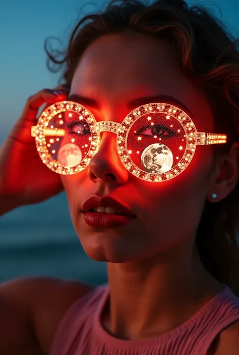 The model is wearing crystal sunglasses with stars and Create a message on the social network "X":
 Write a brief and persuasive message about the campaign "Share a Coke" by Coca-Cola.
 Accompany the message with a relevant video or image that reinforces...